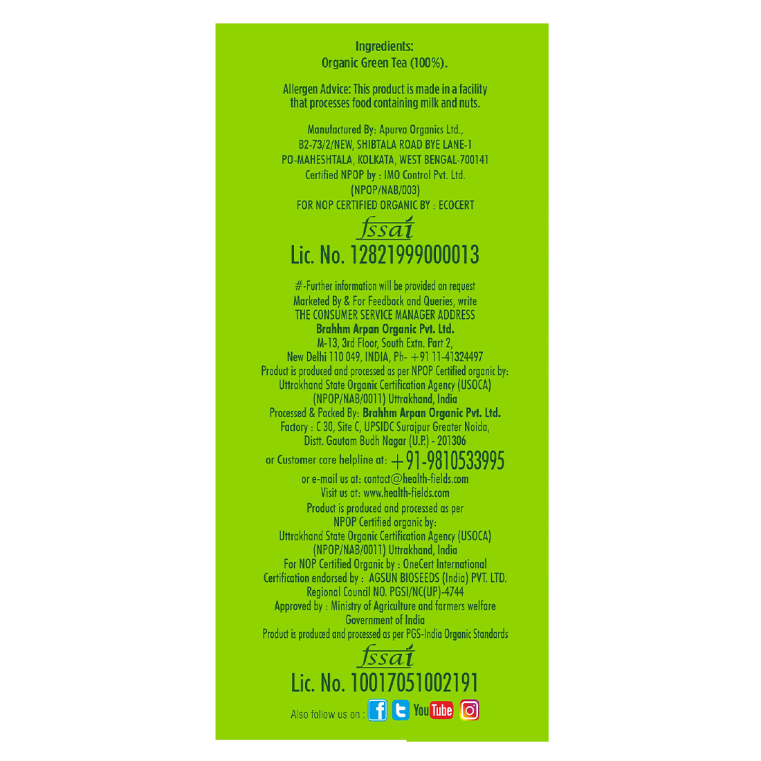 slimcut-green-tea-fssai-details