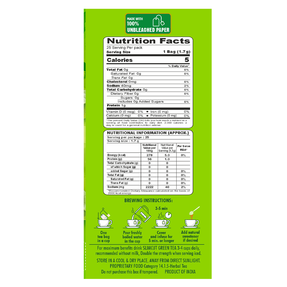 slimcut-green-tea-nutrition