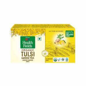 HealthFields Organic Tulsi Green Tea Lemon Ginger Hint